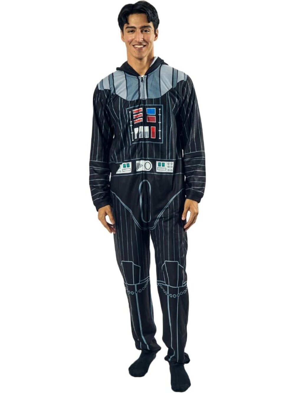 Star Wars Darth Vader Men's Hooded Onesie Costume Union Suit - Cozy & Fun!